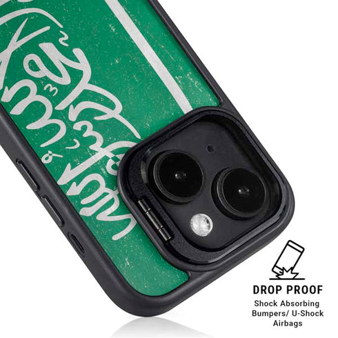 Saudi Arabia Flag Distressed iPhone 13 Kickstand Case